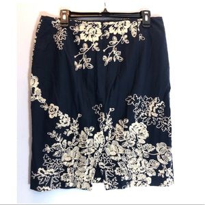 J. Crew navy and cream floral pencil skirt size 12